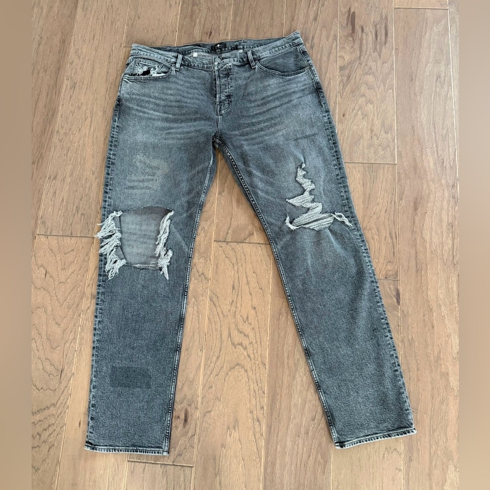 Seven7 For all Mankind Mens Ripped/ Distressed Gray Mens Jeans W40 L32